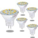 LED-Energiesparlampe, MR11, GU4, 5 W, entspricht 50 W, MR11, GU4, zweipoliger Sockel, kein Flackern, 500 lm, AC / 6-30 V, 120 ° Abstrahlwinkel, 5 Stück, Farbe: Warmweiß 3000