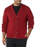 Amazon Essentials Langärmeliger weicher Haptik Cardigan Sweater, Rot, L