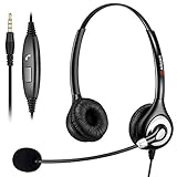 PC Headset, 3.5 klinke Headest Handy mit Mikrofon Noise Cancelling, PC Kopfhörer handy für Computer Laptop iPhone Samsung Skype Webinar Business office Call Center, Klare Chat, Ultra Komfort & L