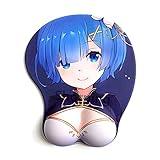 Rem Re Zero:Starting Life in Another World Anime Mauspad mit Silikon Handgelenkauflage Ergonomisches 3D Karikatur Gaming rutschfest Gummibasis Mausmatte für PC Laptop