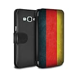 Handy Hülle Tasche kompatibel mit Samsung Galaxy Grand Prime Flagge Deutschland/Deutsche Flip PU Leder Case C