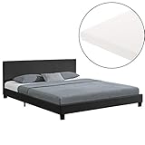 Juskys Polsterbett Bolonia 140 x 200 cm mit Matratze – Bett inkl. Lattenrost & Kopfteil – Holzgestell & Kunstleder – grau – Jugendb