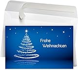 50 Premium Premium Weihnachtskarten inkl. Umschläge Motiv: modern blau, Set: hochwertige Klappkarten (Querformat 19x12 cm groß), ideal für Ihre Weihnachtsgrüße von Firmen, Gewerbe und Dienstleistung