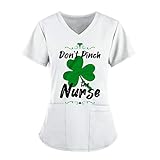 WENZHOU Valentinstag/St. Patrick's Day/Ostern 2022 Neujahr Kasacks Damen Pflege Bunt große größen Uniformen Schlupfkasack Berufsbekleidung Schlupfhemd Uniform mit Motiv Berufskleidung Krankenpfleg