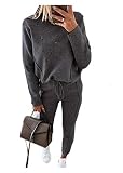 Fliegend Damen Gefütterter Freizeitanzug Casual Hausanzug Zweiteiler Hosenanzug Pullover Lange Hosen Bekleidung Set Lässige Änzuge M