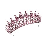 Beaupretty Rosa Strass Krone für Frauen Kristall Braut Tiara Königin Krone Haar Zubehör für Hochzeit Leistung Prom Party