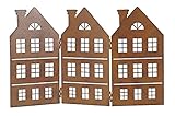 dekorative Silhouette Häuserzeile 3 Häuser als Paravent Metall braun rostoptik (mittel ca. 22,5 x 36 cm hoch)