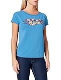 Love Moschino Womens Short-sleveed with Maxi Logo and Flowers Embroidery T-Shirt, Blue, 38