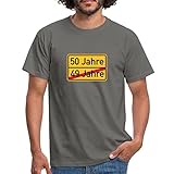 Spreadshirt 50 Jahre Fünfzigster Geburtstag Ortsschild Männer T-Shirt, 3XL, Grap