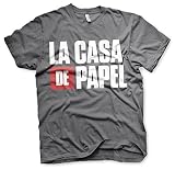 La Casa De Papel Offizielles Lizenzprodukt Logo Herren T-Shirt (Dark Grau), Larg