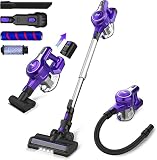 INSE Akku Staubsauger Kabellos 25000Pa 265W Kabelloser Staubsauger Beutellos 10 in 1 Stielstaubsauger Handstaubsauger, bis zu 45 Min Laufzeit 1.2L Extra Groß Staubbox für Tierhaare Hartboden Tepp