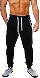 Young & Rich Herren Baggy Freizeithose Sporthose Sweatpants Jogginghose Trainingshose tief sitzend drop crotch low , Grösse:M;Farbe:Schw