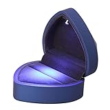 EXCEART LED Beleuchtete Herzform Speicher Vorschlag Ring- Box Ohrringe Schmuck Fall für Hochzeit Anniversay Valentinstag 1Pcs ( Blau )