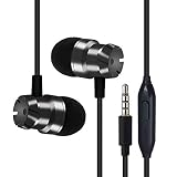 OPTIMA Kabelgebundene In-Ear-Kopfhörer mit Mikrofon, Kopfhörer mit Mikrofon und Lautstärkeregler, Memory-Schaum, verstärktes Kabel, Bass kompatib