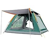 ACEACE Outdoor Vollautomatische Schnellöffnung Strand Camping Rainfest Vier Bevölkerungszelt Sonnencreme Regen (Color : Silver Glue Green)