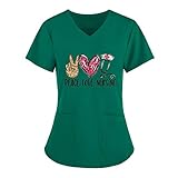 Bluse Gestreift Damen Hemd V-Ausschnitt Oberteile Lose Casual Chiffon Langarm T-Shirt Top Tunika Elegant Langarmshirt(O8 - Green, XXXXX-Large)