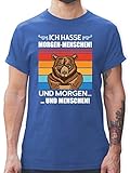 Sprüche Statement mit Spruch - Ich Hasse Morgen-Menschen - Bär - weiß - M - Royalblau - Fun Shirts XXL - L190 - Tshirt Herren und Männer T-S