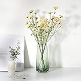 Luxspire Nordisch Stil Vase, mit Vertikale Linie Muster Blumenvase rutschfest Glasvase Dekovase Tischvase Blumenspender für Getrocknete Seidenblumen Hause Büro Esstisch Grü