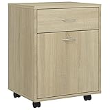 Foecy Rollschrank Weiß 45x38x54 cm Spanplatte Metall Rollcontainer Stahl Rollcontainer mit 1 Schubladen und Hängeregistratur Abschließbarer Büroschrank Bürocontainer 4 Räder Aktenschrank