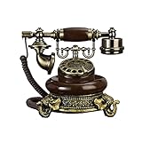 Kaidanwang Vintage Telefon Retro für Tischdeko Nostalgische Vintage-Telefon-antike Telefon-Weinlese-Art-Massivholz- und Metall-rotierendes Zifferblatt-Heim- und Büro-Dek