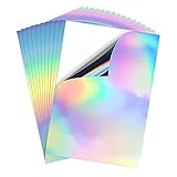 10 Blatt PREMIUM Vinyl Aufkleberfolie A4 holografisches bedruckbares Vinyl Aufkleber Papier Regenbogen Vinyl Aufkleber Papier Wasserdicht Aufkleber Papier für Inkjet Laser-Druck