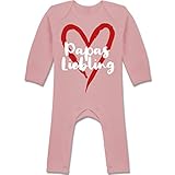 Shirtracer Vatertagsgeschenk Papa Tochter & Sohn Baby - Papas Liebling mit Herz - weiß/rot - 6/12 Monate - Babyrosa - Fun - BZ13 - Baby-Body Langarm für Jungen und M
