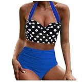 BAXNUYANIOP Damen Badeanzug Retro Bikini Damen Frauen Sommer Strand BH Bikini Set U-Ausschnitt Bikinioberteil Bauchweg High Waist Bademode für F