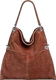 Caspar TL805 Damen Wildleder Schultertasche, Farbe:marone, Größe:One S