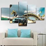 HHGJJ Kunstdrucke 5 Teilig Bilder Leinwand,leinwandbilder 5 teilig Wohnzimmer Dekoration,5 Teilig Wanddekoration Auto Landschaft,Bild Bilder auf Leinwand 5 teilig Poster,wandbild XXL 125x60