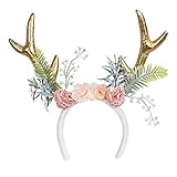 Boland 50027 - Haarreif Rentier, mit Blumen, Reh, Rehkitz, Accessoire, Mottoparty,