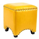 Sywlwxkq Fußhocker Sofahocker Schuhhocker Massivholz Quadratisch PU Fußhocker Wohnkultur Umkleidekabine Wohnzimmer ，5 Farben (Color : Yellow, Size : 35X35X40CM)