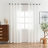 2er Set 100% Polyster Voile Vorhang Sheer mit Ösen Transparente Optik Gardine Ösenschal Wohnzimmer Fensterschal Luftig Lichtdurchlässig Dekoschal für Schlafzimmer 175 x 140cm (H x B)