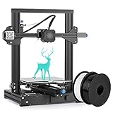 Comgrow Creality Ender 3 V2 3D Printer with Extra 1KG 1.75 PLA Filament White and 3D Printing Filament Black, Integrated Structure Design 32 Bit Silent Board and MeanWell Power Supply