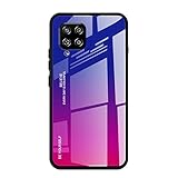 Hülle Kompatibel mit Samsung Galaxy A42 5G Hülle Farbverlauf-Glas Back Cover Gehärtetes Glas Zurück Weichem TPU Silikon Rahmen Handyhülle Stoßstangen Stoßfest Case für Samsung Galaxy A42 5G (Blau Rot)