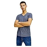 Tommy Jeans Herren TJM Slim Jaspe V Neck T-Shirt, Marineblau (Twilight Navy), L