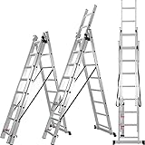 ALDORR Reformleiter 3x8 Klappleiter aus hochwertigem Aluminium | Mehrzweckleiter | Belastbarkeit bis zu 150kg | Sicher und zuverlässig (EN131)