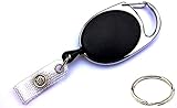 Waizmann.IDeaS® Ausweisjojo Jojo Zipper oval mit EXTRA reißfester POWERCORD Schnur Seil & Schlaufenclip Aufrollmechanismus & Ring 20mm Ø