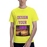 Custom Design Your Own Men's Basic Short Sleeve T-Shirt Tee Tops Cotton Yellow 5XL
