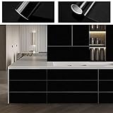 0.6 x 5m Möbelaufkleber Klebefolie Selbstklebende Tapete PVC Folie Schwarz Küchefolie Dekorfolie Wasserfest Wandtapete Mit Glitzer für Möbel Küche Schrank Schublade Schlafzimmer DIY Wandaufkleb