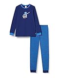 Schiesser Jungen Capt´n Sharky Kn Schlafanzug lang Pyjamaset, dunkelblau, 92
