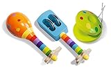 Eichhorn 100003484 Musik Set enthält Rassel, Maracas und Kastagnette, Bunte Musikinstrumente aus Holz, 3 teilig, ab einem J