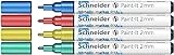 Schneider Paint-It Metallicmarker 4er Set (Set 1, Strichstärke 2 mm, neue Pigmenttechnologie, starker Glitzereffekt) blau, grün, rot, gelb