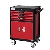 Yingm Werkzeugwagen für den Hausgarten Werkzeugschrank Trolley Werkstattwagen 3 Schubladen mit Kugelführungen und Schließfächer Design Mit Großer Kapazität (Farbe : Rot, Size : 71x46.5x99cm)