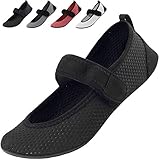 Barfussschuhe Frauen mit Klettverschluss Weiche Badeschuhe Herren Schnell Trocknend Wasserschuhe Damen Aqua Strand Schuhe Männer Leicht Verstellbar Schwarz Gr.44/45