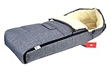 BABYLUX Fußsack LAMMWOLLE 105cm Winterfußsack Kinderwagen- Babyschale- Fußsack (55. Leinoptik Grau)