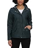 Fahsyee Regenjacke Damen Regenmantel Wasserdicht mit Kapuze Regenmantel Trenchcoat Outdoor Short - Grün - M