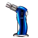 Sturmfeuerzeug Jetflamme,Küchenbrenne Flambierbrenner,Butangasbrenner Nachfüllbar Einstellbare Doppelflamme mit Safety Lock, Bunsenbrenner für Home,DIY,Grill,Desserts(Enthält Kein Butangas) A-4,B
