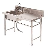 WMQ Edelstahl Multifunktionswaschtisch Spültisch für Outdoor und Camping für Restaurant, Küche, Outdoor，Spültisch Edelstahl，70×40×75