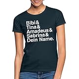 Spreadshirt Bibi & Tina & Amadeus & Sabrina & Dein Name Personalisierbares Frauen T-Shirt, S, Navy