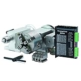 Nema 23-Schrittmotor (6:1) K12-100 mm 4-Backen-Bohrfutter 100 mm CNC 4. Achse A Aixs Drehachse + Reitstock für CNC-Fräser (mit DM542-Antrieb)
